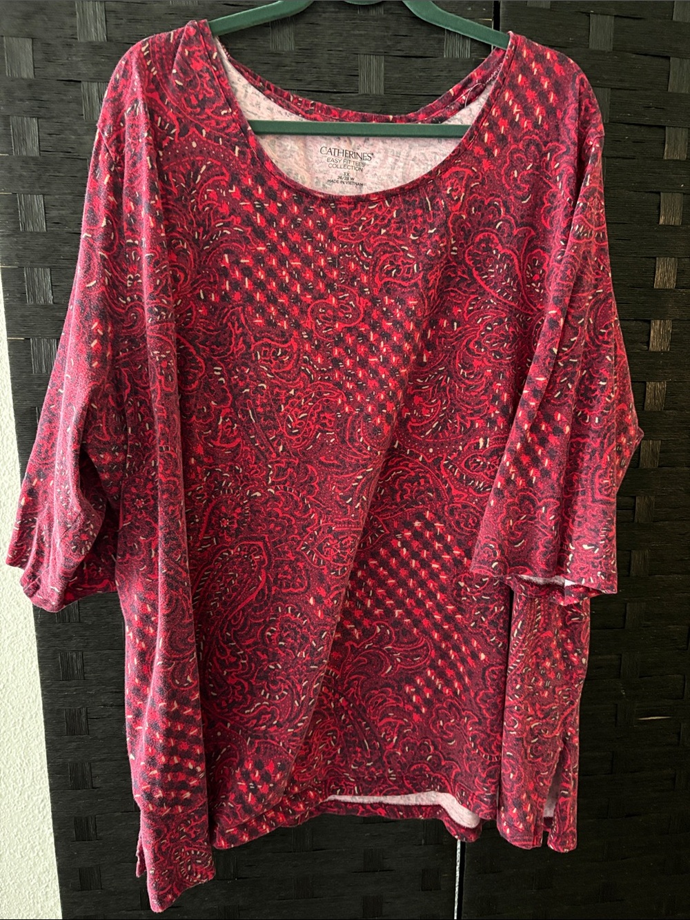 Catherines Burgundy Paisley Scoop Neck Tunic